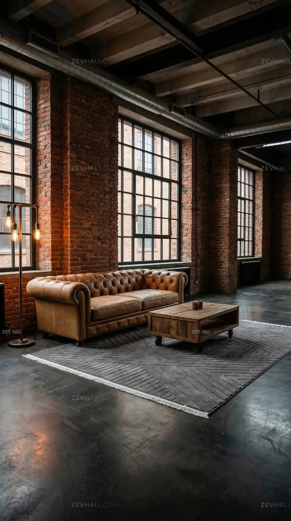 Zev Halı Babil Antrasit Çizgi Desenli Oturma Odası Halısı Özel Ölçü Ba09 | Microfiber Halı | Zev Halı