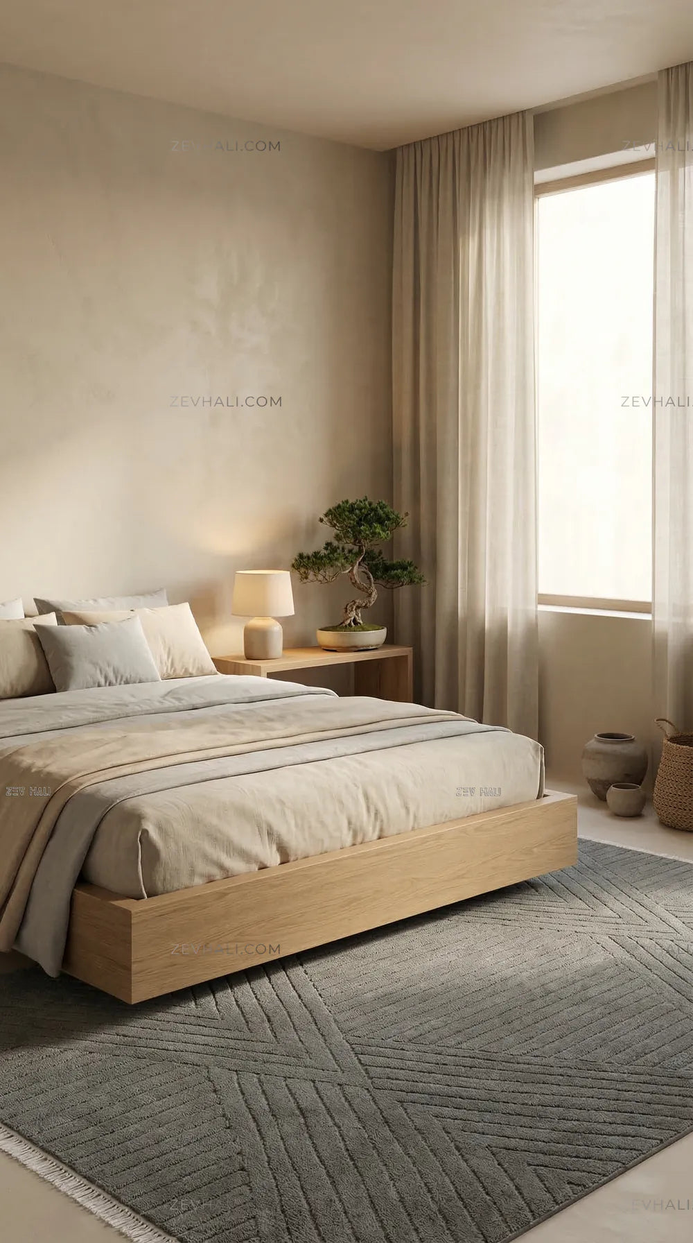 Zev Halı Babil Antrasit Çizgi Desenli Oturma Odası Halısı Özel Ölçü Ba09 | Microfiber Halı | Zev Halı