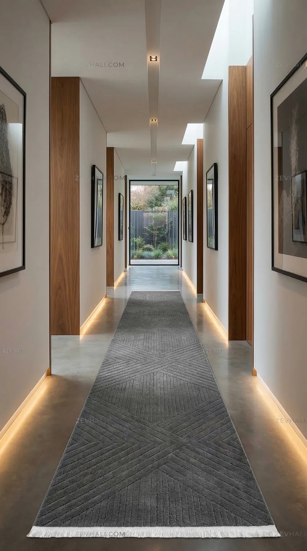 Zev Halı Babil Antrasit Çizgi Desenli Oturma Odası Halısı Özel Ölçü Ba09 | Microfiber Halı | Zev Halı