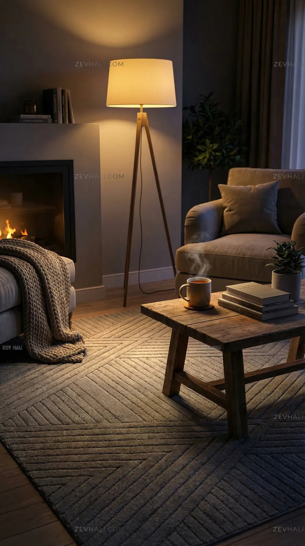 Zev Halı Babil Antrasit Çizgi Desenli Oturma Odası Halısı Özel Ölçü Ba09 | Microfiber Halı | Zev Halı