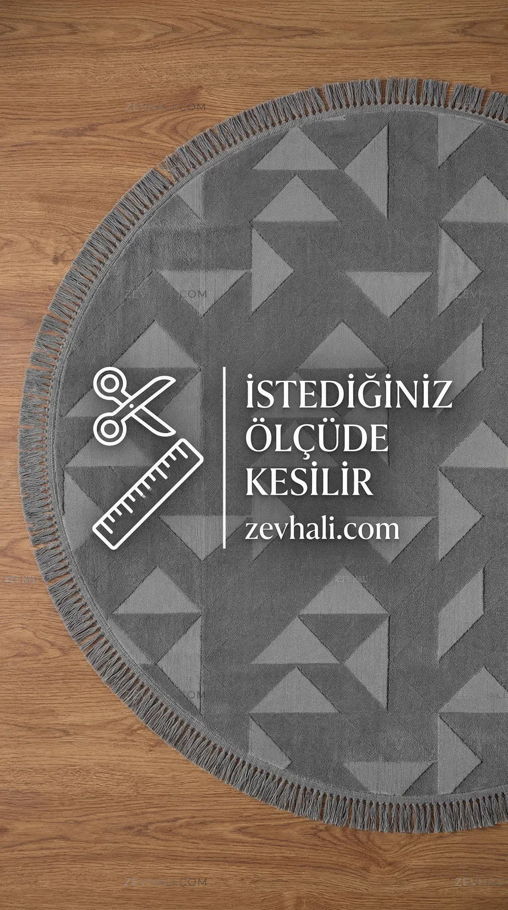 Zev Halı Babil Antrasit Yumuşak Modern Tek Renk Yuvarlak Halı Ba15 | Microfiber Halı | Zev Halı