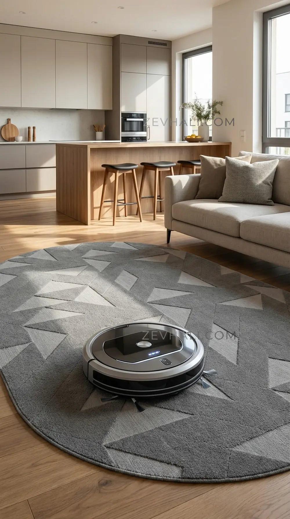 Zev Halı Babil Antrasit Microfiber Ekstra Yumuşak Oval Halı Özel Ölçü Ba24 | Microfiber Halı | Zev Halı