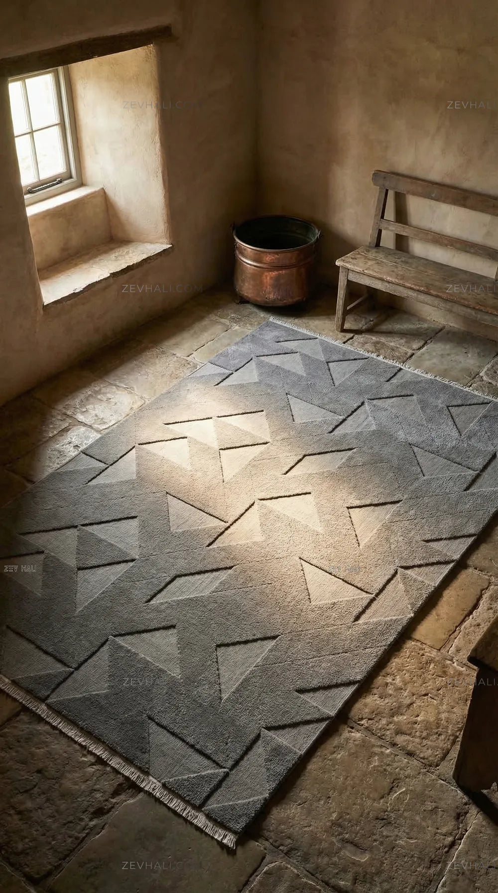 Zev Halı Babil Antrasit Yumuşak Mutfak Salon Halısı Özel Ölçü Ba06 | Microfiber Halı | Zev Halı