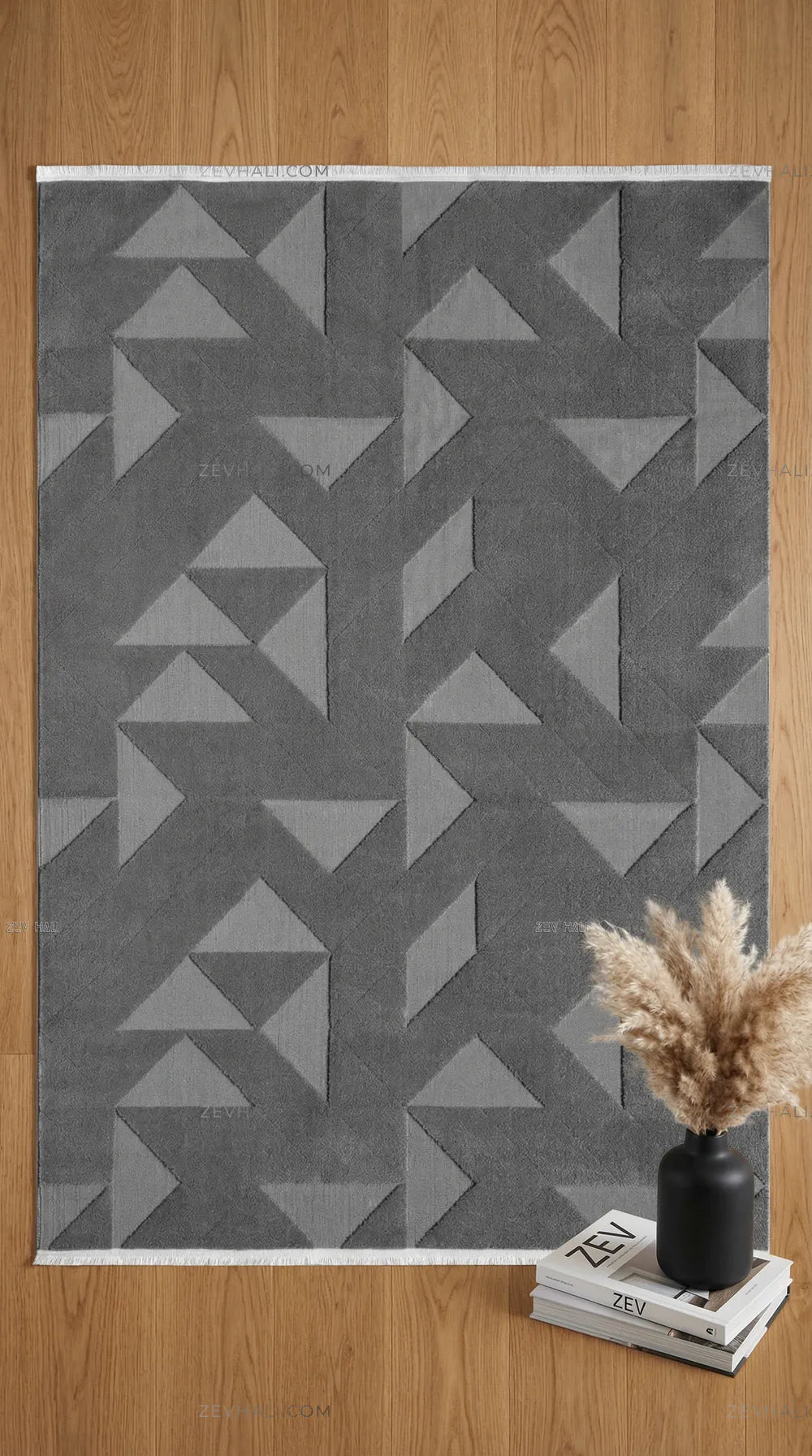 Zev Halı Babil Antrasit Yumuşak Mutfak Salon Halısı Özel Ölçü Ba06 | Microfiber Halı | Zev Halı