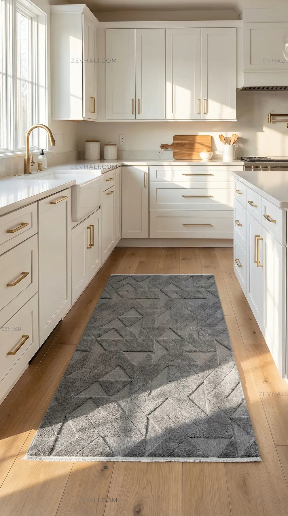 Zev Halı Babil Antrasit Yumuşak Mutfak Salon Halısı Özel Ölçü Ba06 | Microfiber Halı | Zev Halı