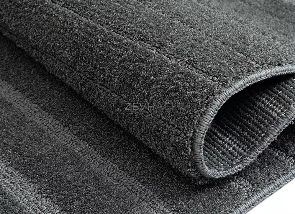 Zev Halı Babil Antrasit Çizgili Yumuşak Tek Renk Yuvarlak Halı Ba18 | Microfiber Halı | Zev Halı