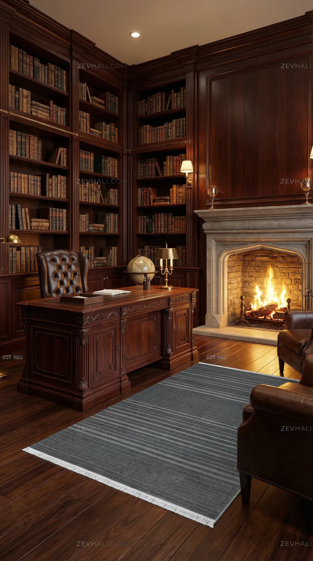 Zev Halı Babil Antrasit Kendinden Çizgili | Yumuşak & Microfiber Halı Özel Ölçü Ba02 | Microfiber Halı | Zev Halı