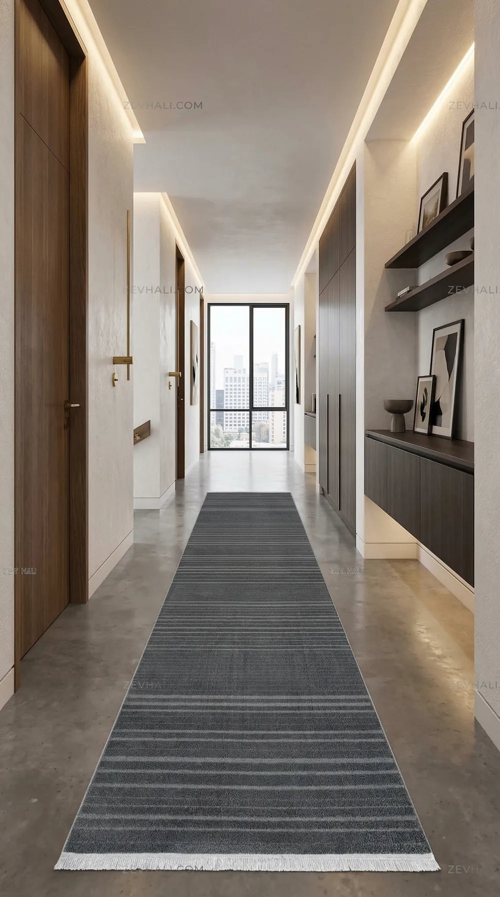 Zev Halı Babil Antrasit Kendinden Çizgili | Yumuşak & Microfiber Halı Özel Ölçü Ba02 | Microfiber Halı | Zev Halı