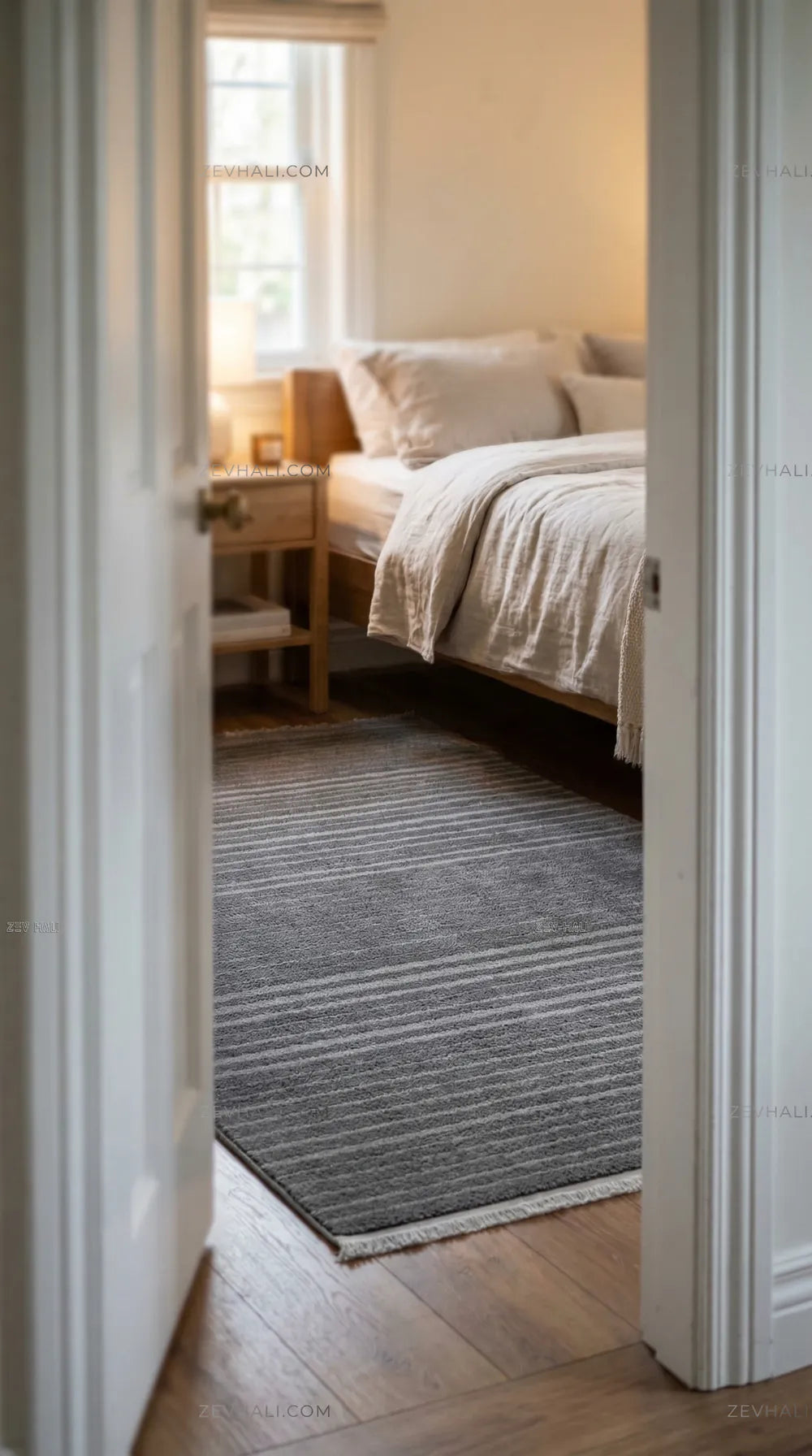 Zev Halı Babil Antrasit Kendinden Çizgili | Yumuşak & Microfiber Halı Özel Ölçü Ba02 | Microfiber Halı | Zev Halı