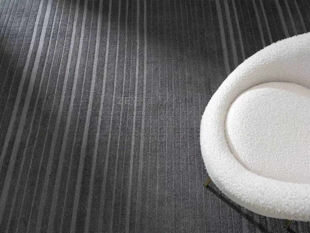 Zev Halı Babil Antrasit Kendinden Çizgili | Yumuşak & Microfiber Halı Özel Ölçü Ba02 | Microfiber Halı | Zev Halı