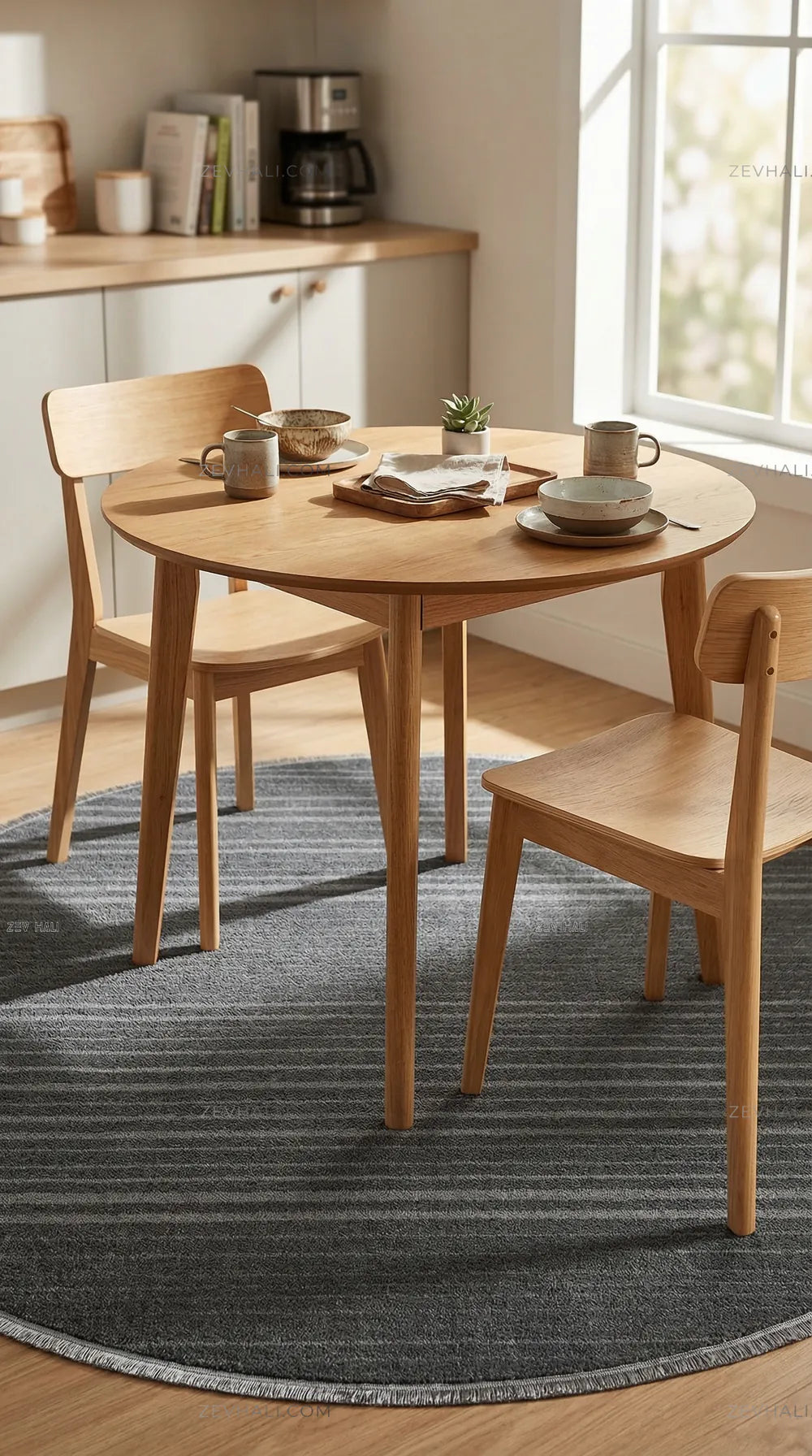 Zev Halı Babil Antrasit Çizgili Yumuşak Tek Renk Yuvarlak Halı Ba18 | Microfiber Halı | Zev Halı