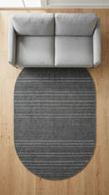 Zev Halı Babil Antrasit 3D Çizgili Ekstra Yumuşak Oval Halı Özel Ölçü Ba21 | Microfiber Halı | Zev Halı