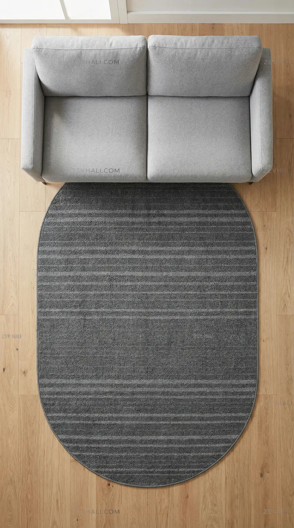 Zev Halı Babil Antrasit 3D Çizgili Ekstra Yumuşak Oval Halı Özel Ölçü Ba21 | Microfiber Halı | Zev Halı