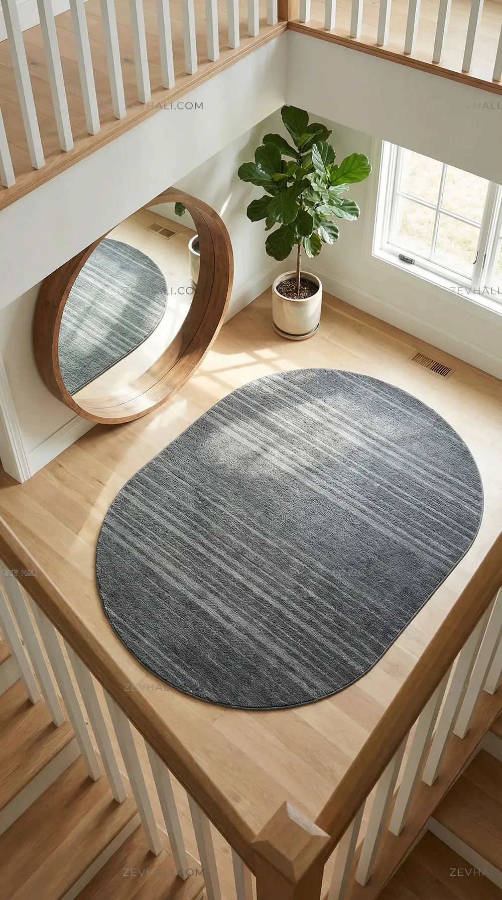 Zev Halı Babil Antrasit 3D Çizgili Ekstra Yumuşak Oval Halı Özel Ölçü Ba21 | Microfiber Halı | Zev Halı