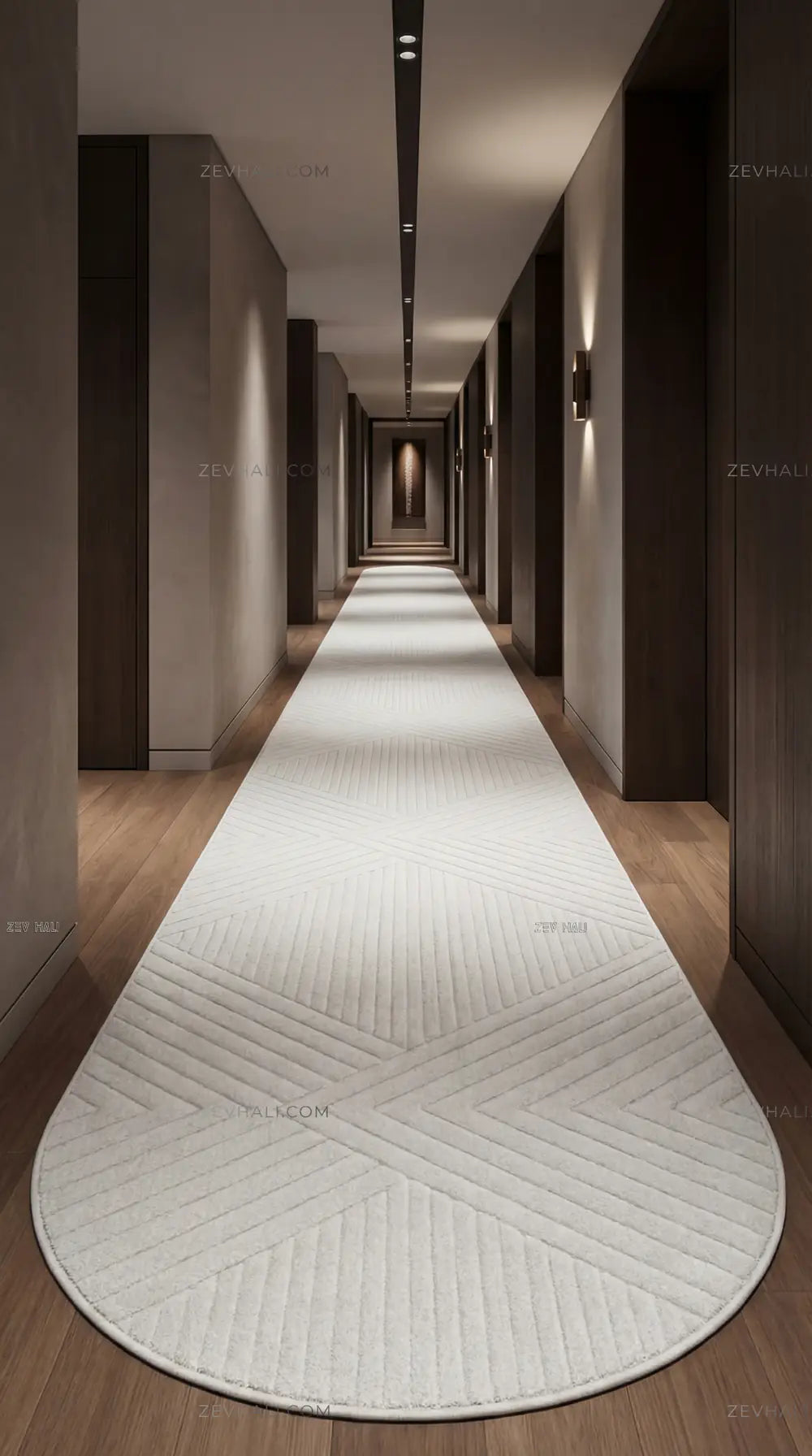 Zev Halı Babil Beyaz Chevron 3D Ekstra Yumuşak Oval Halı Özel Ölçü Ba25 | Microfiber Halı | Zev Halı