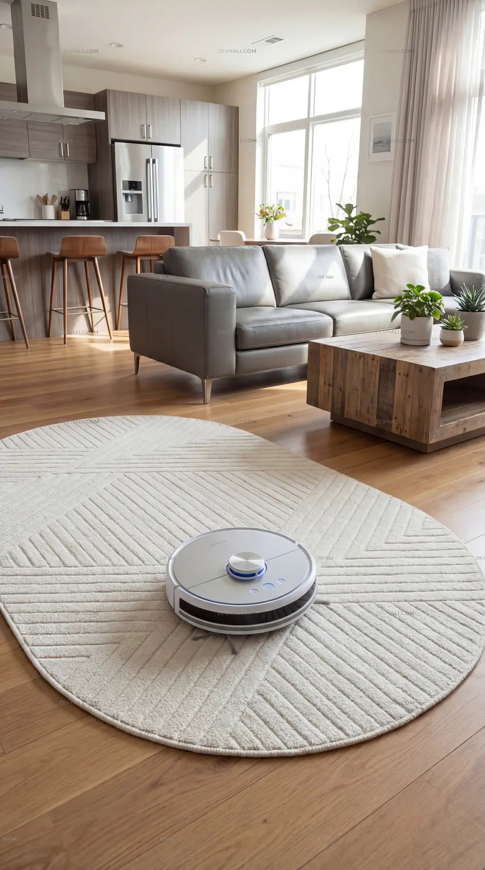 Zev Halı Babil Beyaz Chevron 3D Ekstra Yumuşak Oval Halı Özel Ölçü Ba25 | Microfiber Halı | Zev Halı