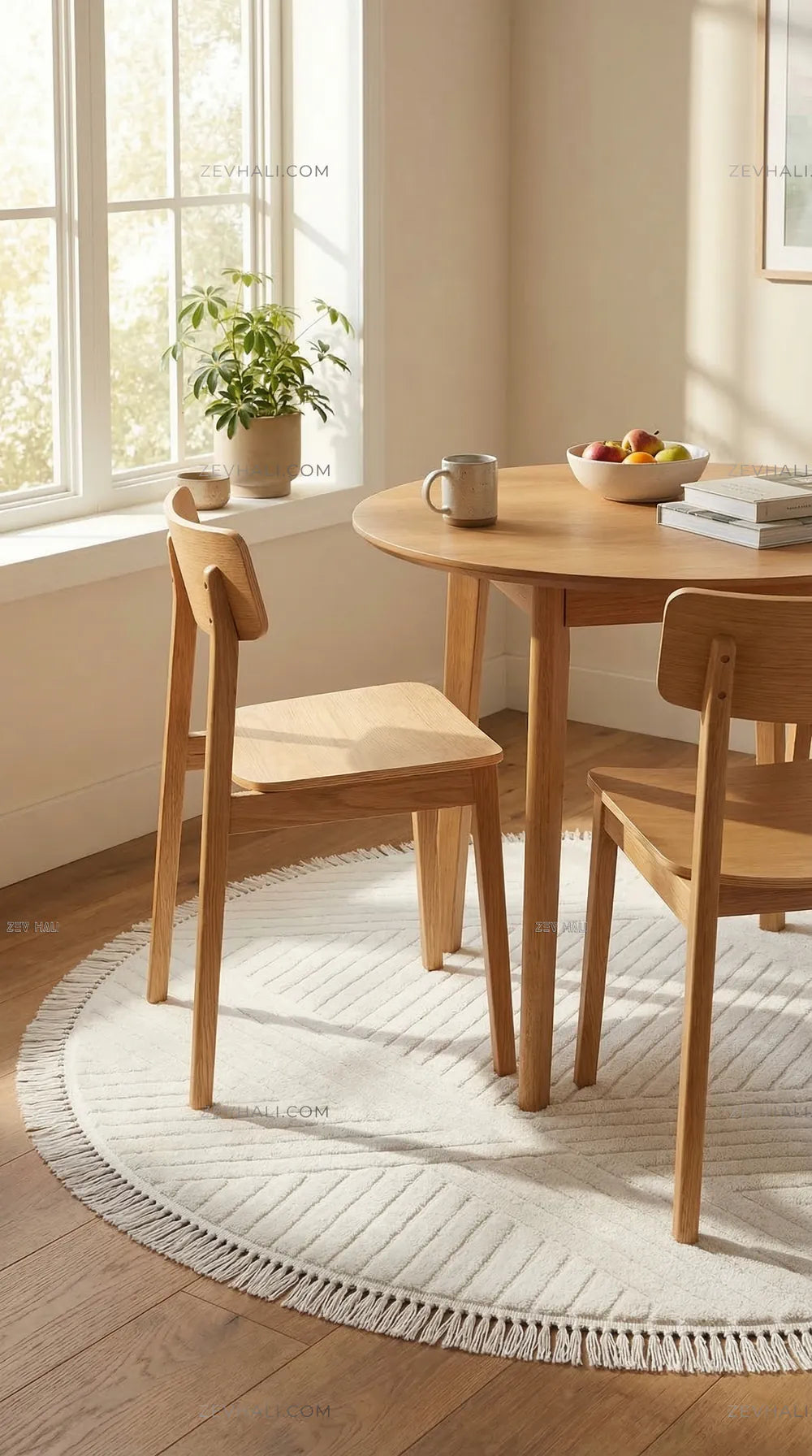 Zev Halı Babil Beyaz Çizgili Elmas Ekstra Yumuşak Modern Yuvarlak Halı Ba12 | Microfiber Halı | Zev Halı