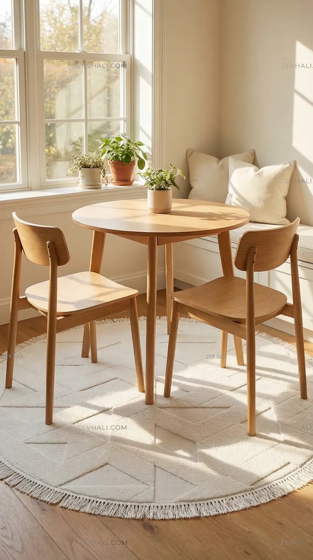 Zev Halı Babil Beyaz Geometrik Ekstra Yumuşak Modern Yuvarlak Halı Ba13 | Microfiber Halı | Zev Halı