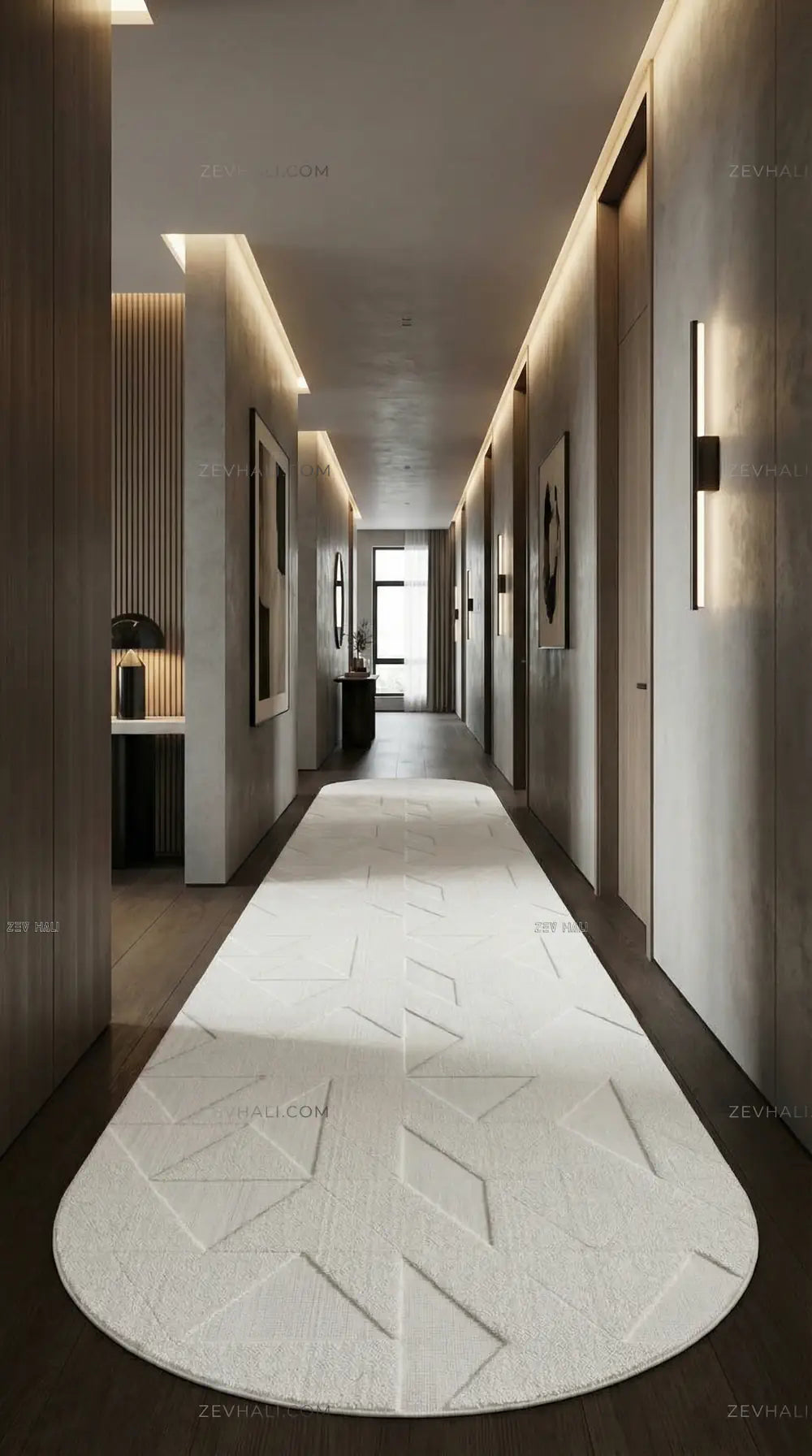 Zev Halı Babil Beyaz Geometrik 3D Ekstra Yumuşak Oval Halı Özel Ölçü Ba22 | Microfiber Halı | Zev Halı