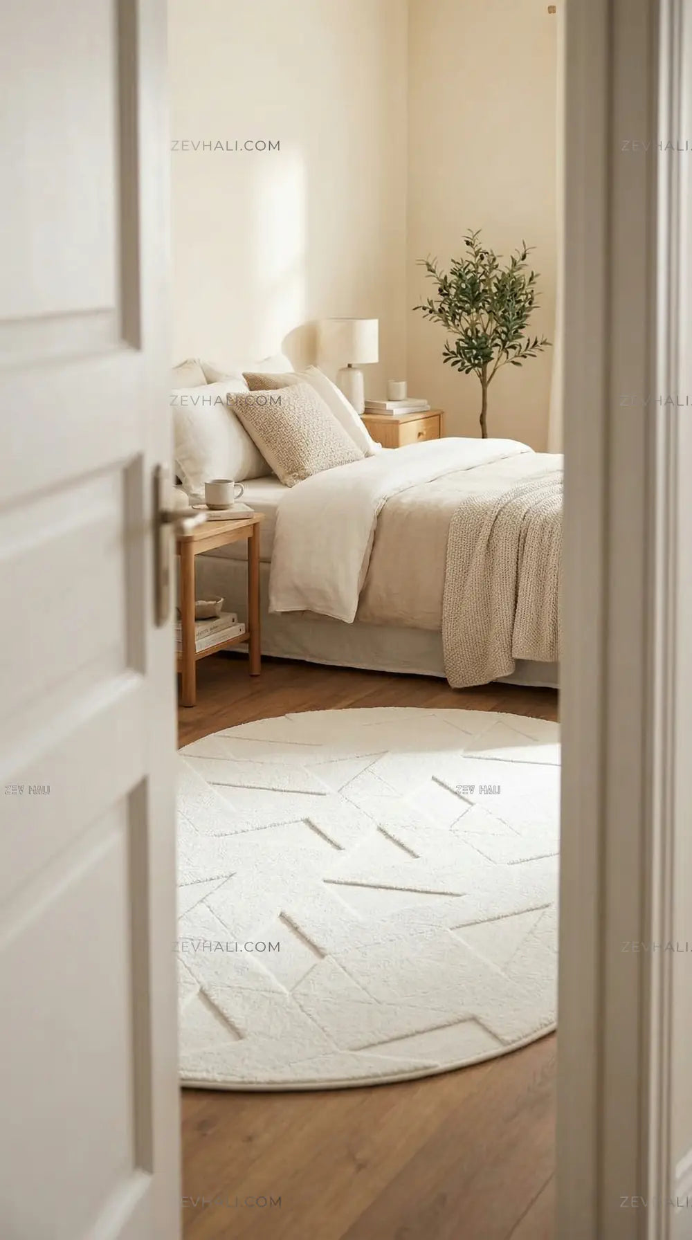 Zev Halı Babil Beyaz Geometrik 3D Ekstra Yumuşak Oval Halı Özel Ölçü Ba22 | Microfiber Halı | Zev Halı