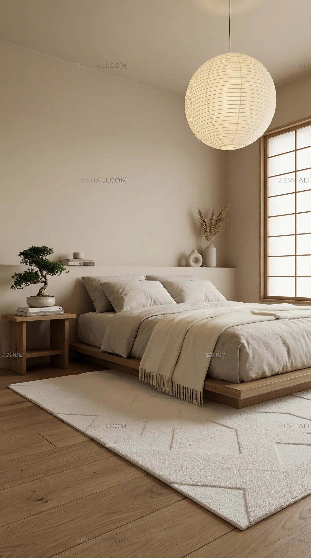 Zev Halı Babil Beyaz Geometrik Yumuşak Salon Koridor Halısı Özel Ölçü Ba04 | Microfiber Halı | Zev Halı