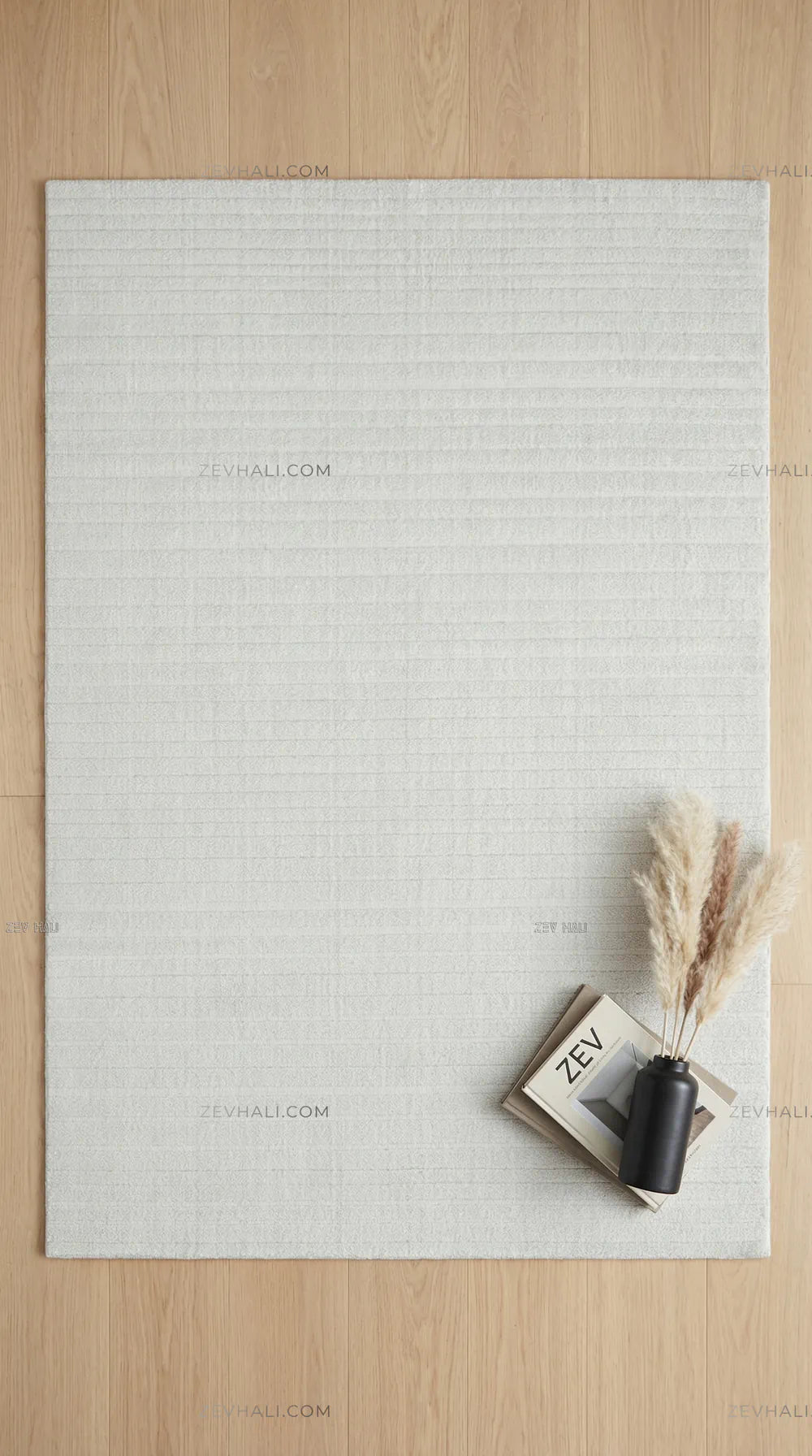 Zev Halı Beyaz Çizgili Modern Microfiber Halı | Yumuşak & Kaymaz Özel Ölçü Ba01 | Microfiber Halı | Zev Halı