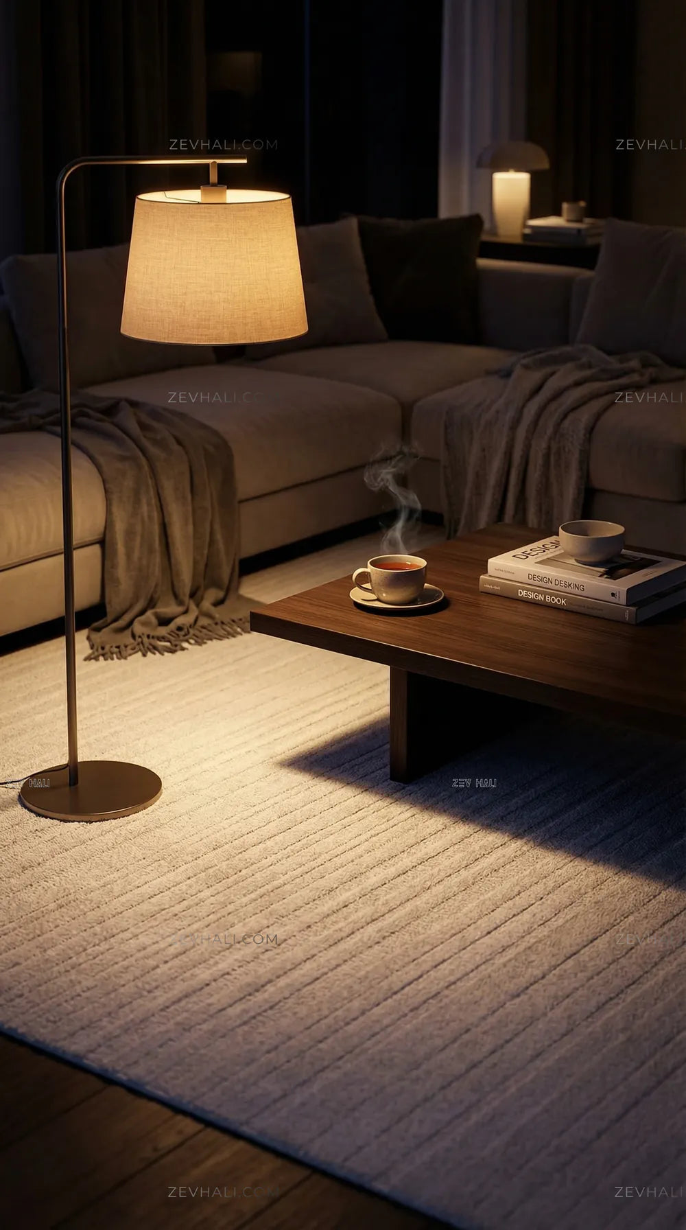 Zev Halı Beyaz Çizgili Modern Microfiber Halı | Yumuşak & Kaymaz Özel Ölçü Ba01 | Microfiber Halı | Zev Halı