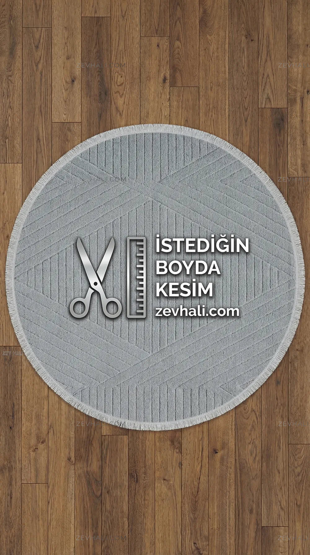 Zev Halı Babil Gri Çizgili Yumuşak Modern Yuvarlak Halı Ba11 | Microfiber Halı | Zev Halı