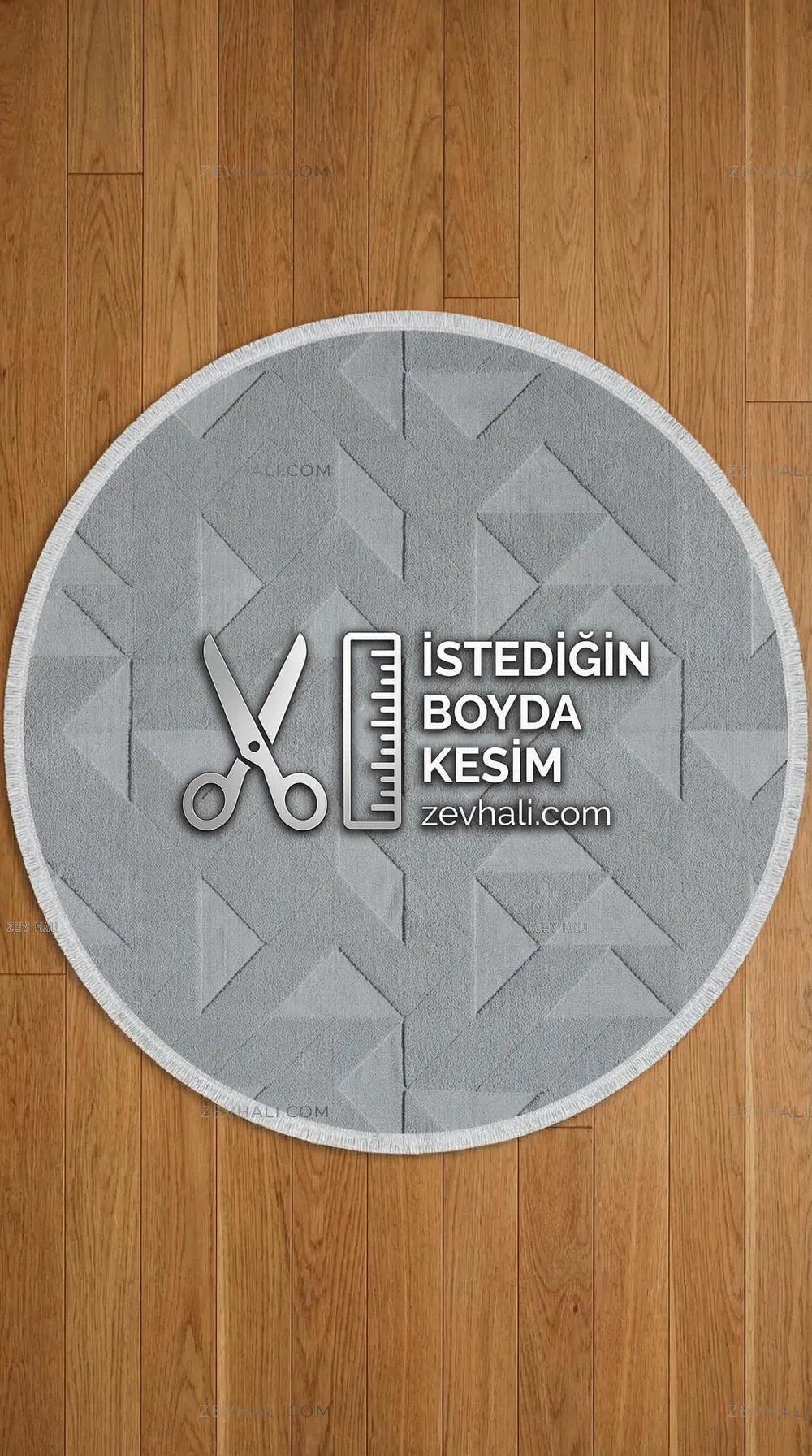 Zev Halı Babil Gri Geometrik Yumuşak Modern Tek Renk Yuvarlak Halı Ba14 | Microfiber Halı | Zev Halı