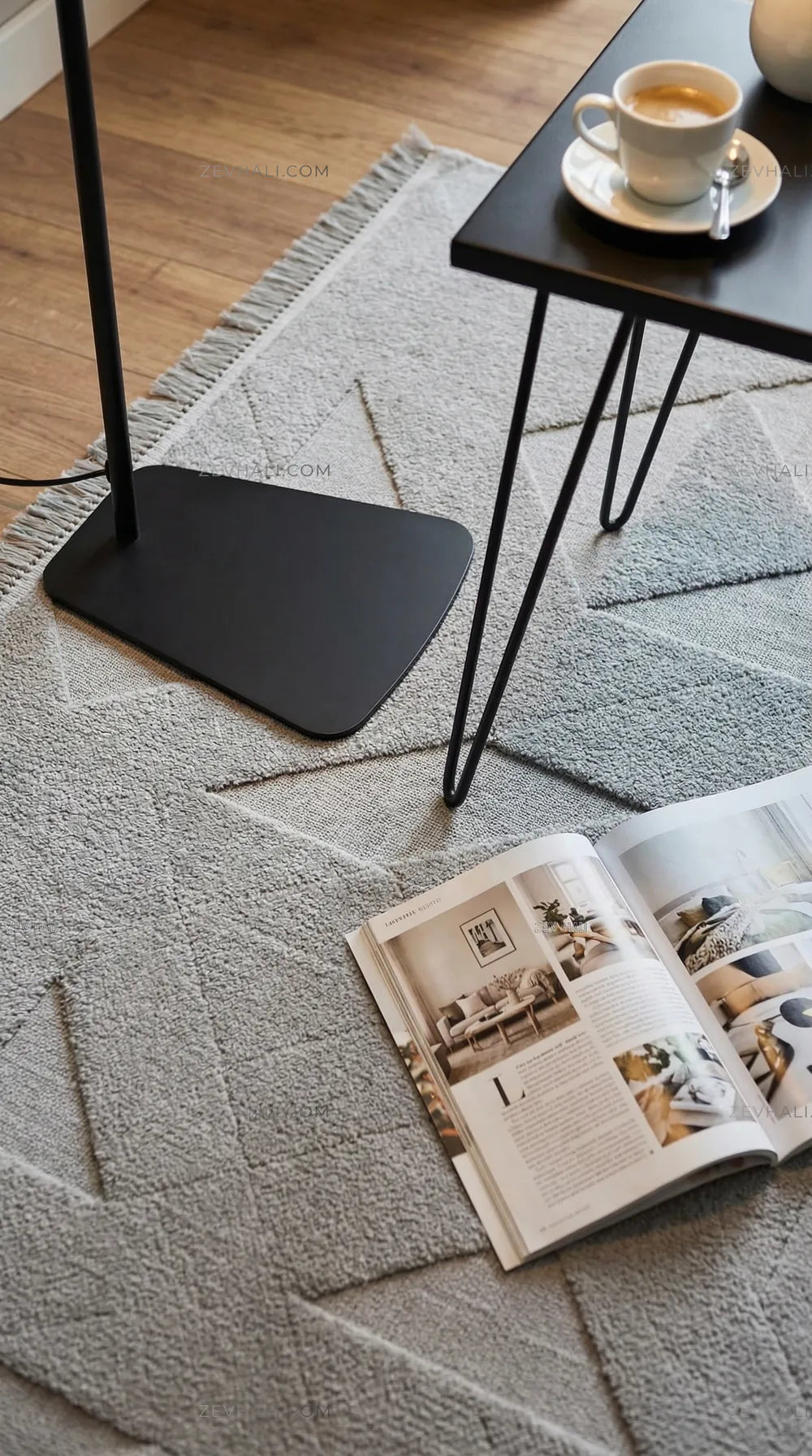 Zev Halı Babil Gri Yumuşak Mutfak Genç Odası Halısı Özel Ölçü Ba05 | Microfiber Halı | Zev Halı