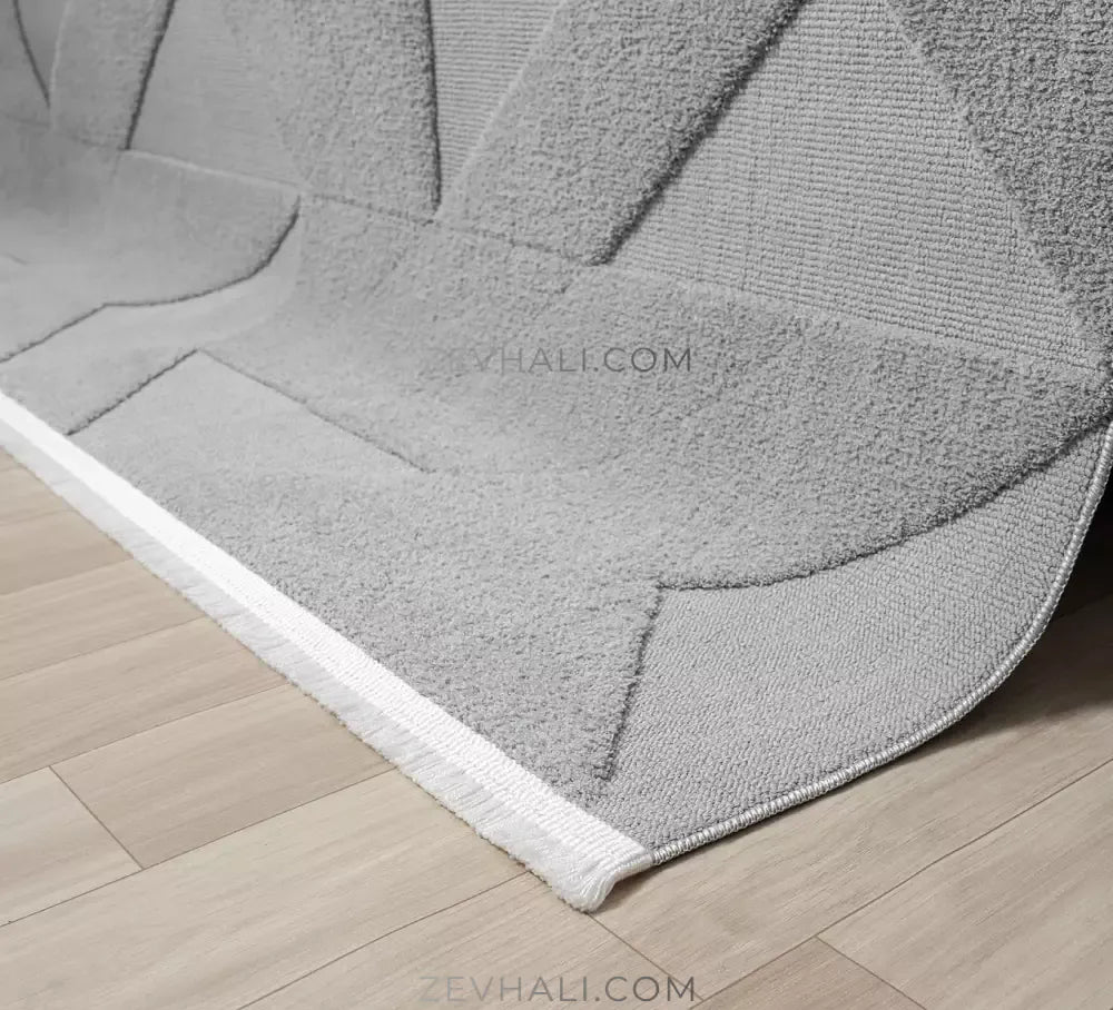 Zev Halı Babil Gri Yumuşak Mutfak Genç Odası Halısı Özel Ölçü Ba05 | Microfiber Halı | Zev Halı