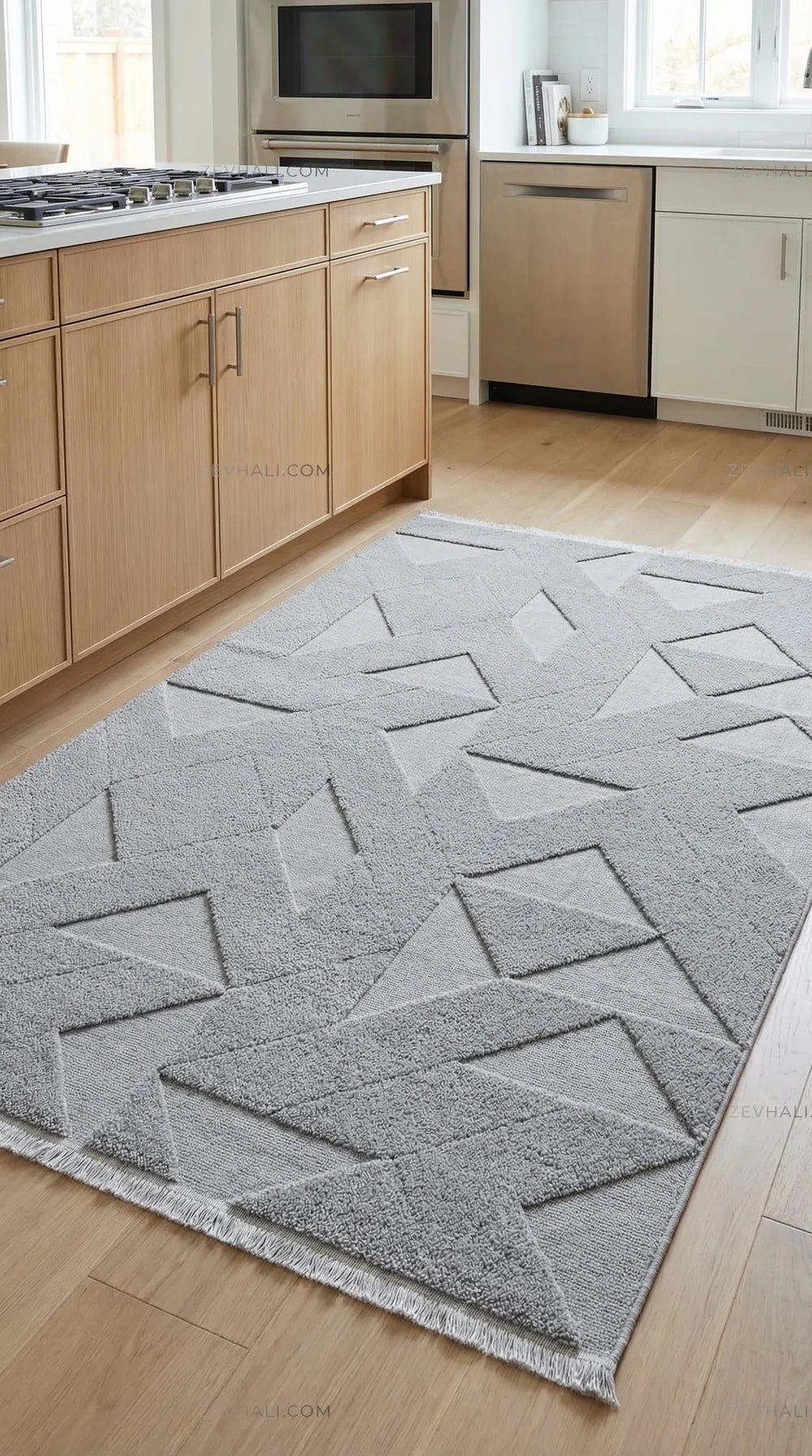 Zev Halı Babil Gri Yumuşak Mutfak Genç Odası Halısı Özel Ölçü Ba05 | Microfiber Halı | Zev Halı