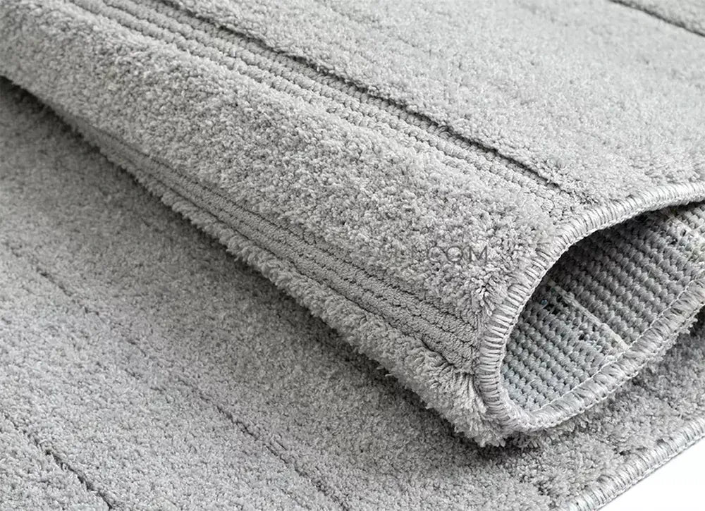 Zev Halı Babil Gri 3D Çizgili Ekstra Yumuşak Oval Halı Özel Ölçü Ba20 | Microfiber Halı | Zev Halı