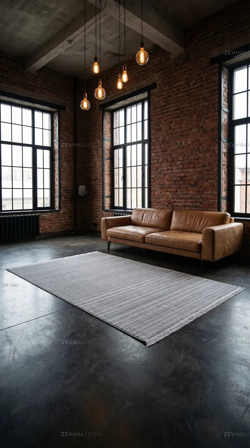 Zev Halı Babil Gri Kendinden Çizgili Ekstra Yumuşak Halı Özel Ölçü Ba03 | Microfiber Halı | Zev Halı