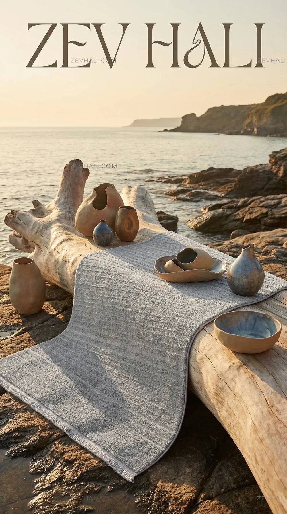 Zev Halı Babil Gri Kendinden Çizgili Ekstra Yumuşak Halı Özel Ölçü Ba03 | Microfiber Halı | Zev Halı