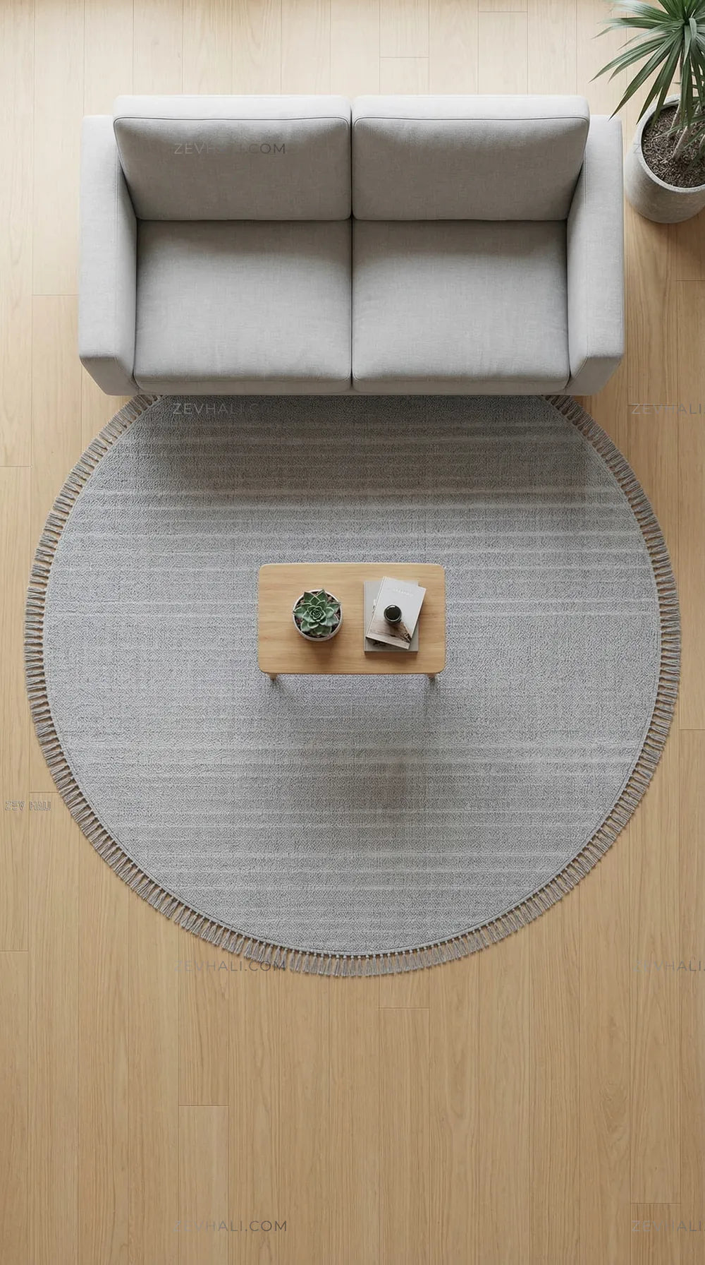 Zev Halı Babil Gri Çizgili Yumuşak Tek Renk Yuvarlak Halı Ba17 | Microfiber Halı | Zev Halı