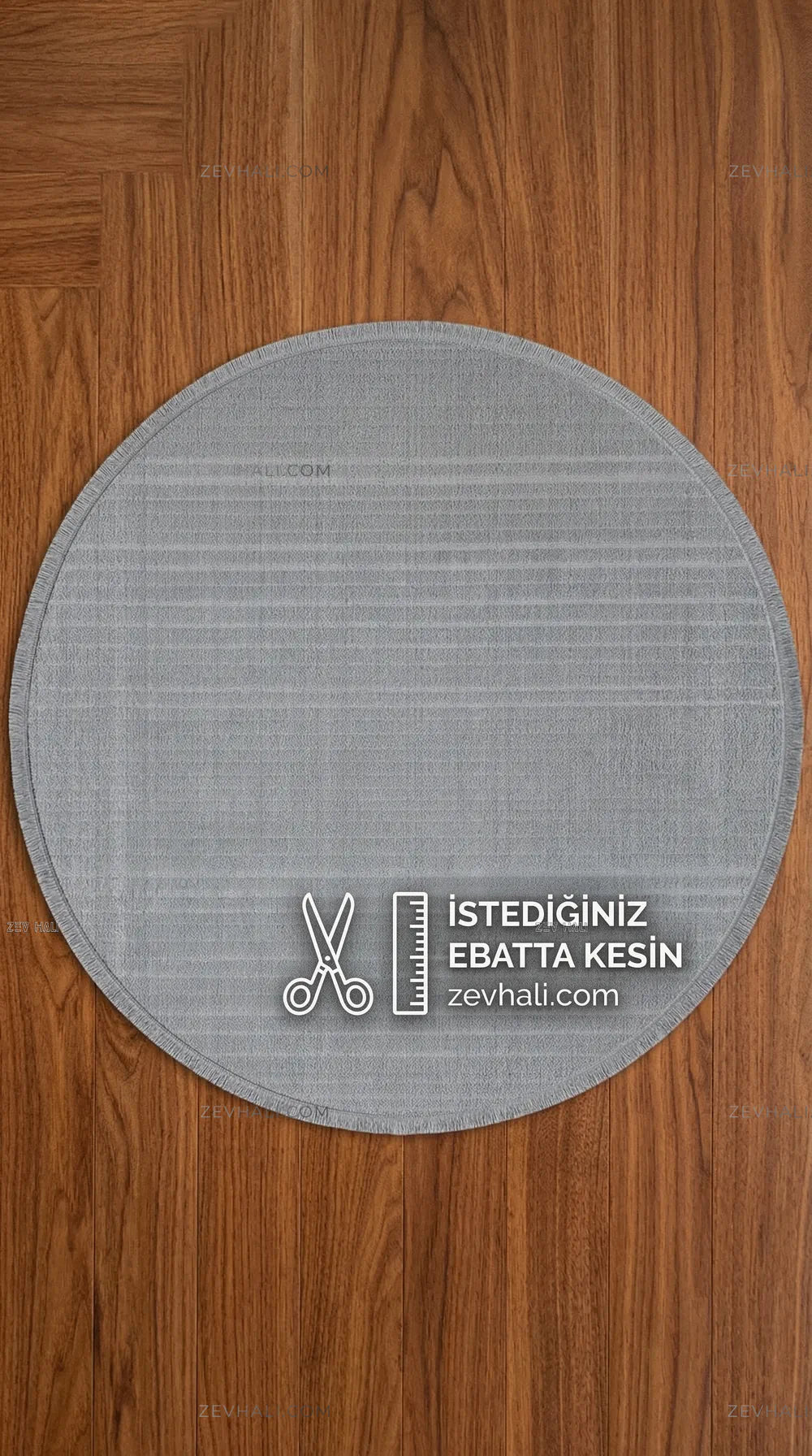 Zev Halı Babil Gri Çizgili Yumuşak Tek Renk Yuvarlak Halı Ba17 | Microfiber Halı | Zev Halı