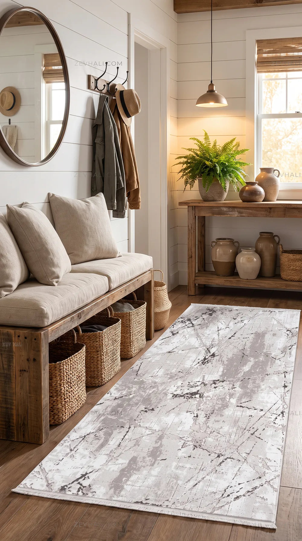 ZEV HALI NATURAL NT11 Beige Flecked Textured 400 cm Cut Acrylic Thick Rug
