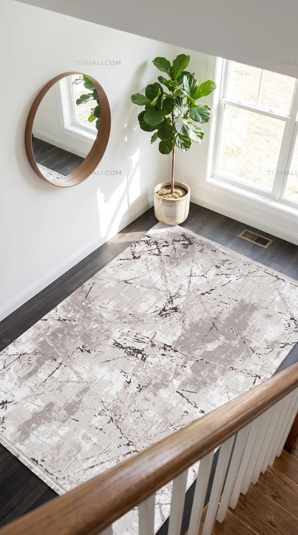 ZEV HALI NATURAL NT11 Beige Flecked Textured 400 cm Cut Acrylic Thick Rug