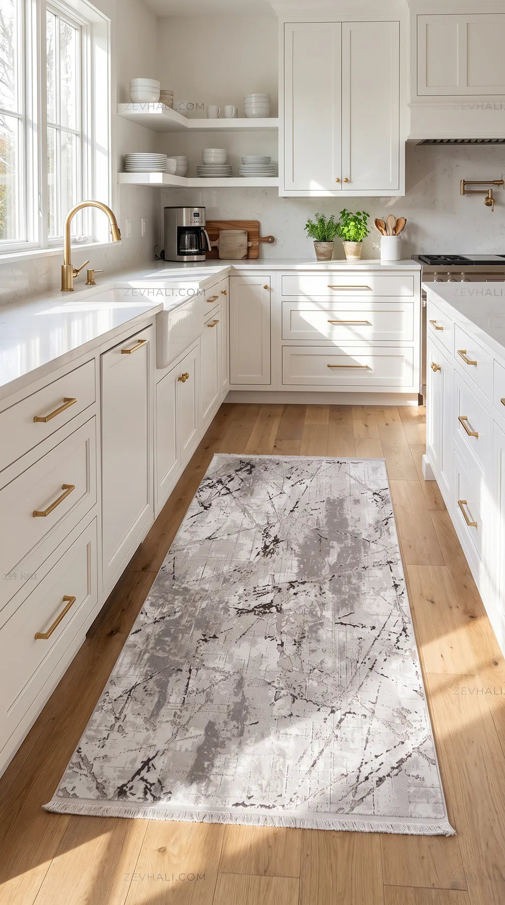 ZEV HALI NATURAL NT11 Beige Flecked Textured 400 cm Cut Acrylic Thick Rug