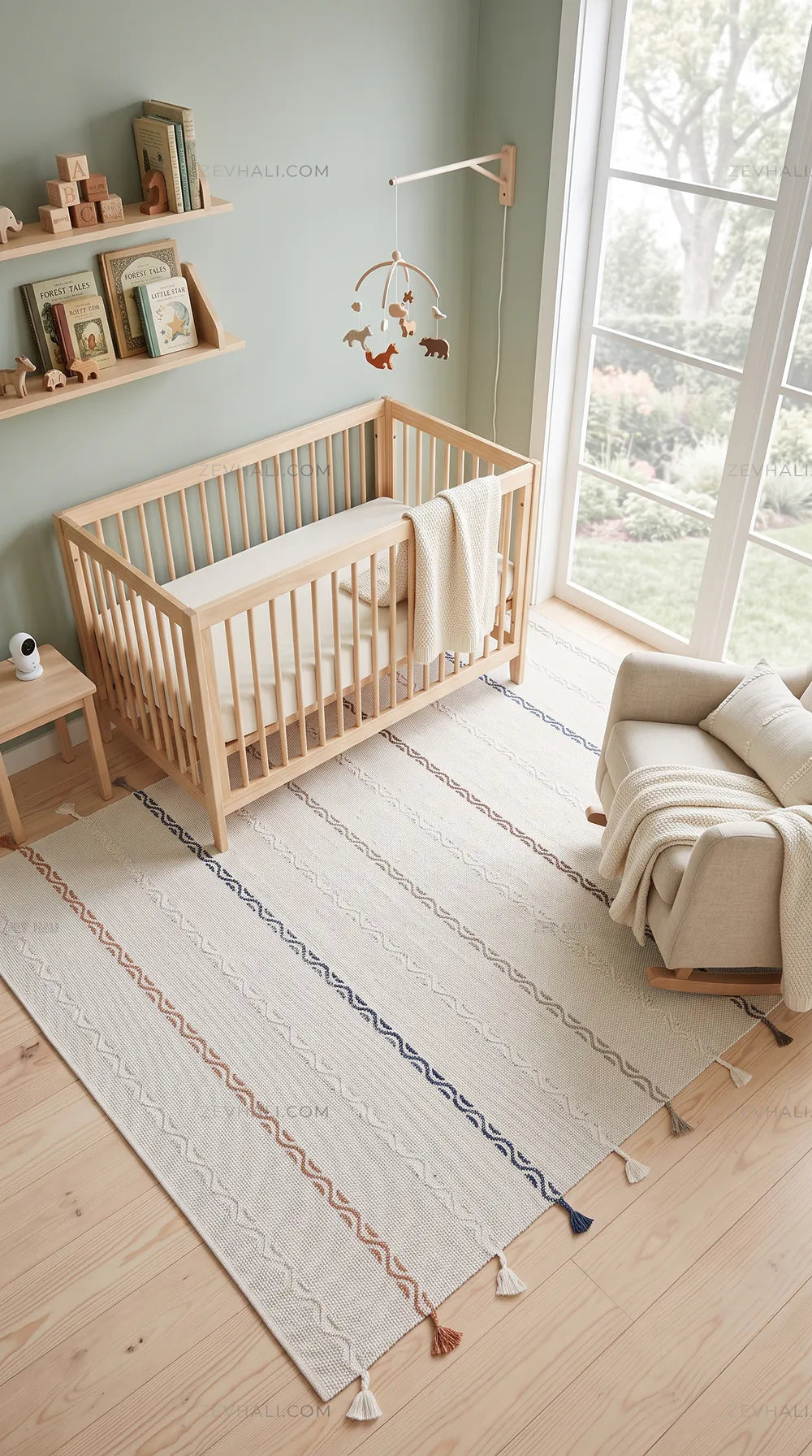 Zev Halı Vincents Colors Beyaz Dalgalı Çizgili Püsküllü İnce Kilim VC05 160x200