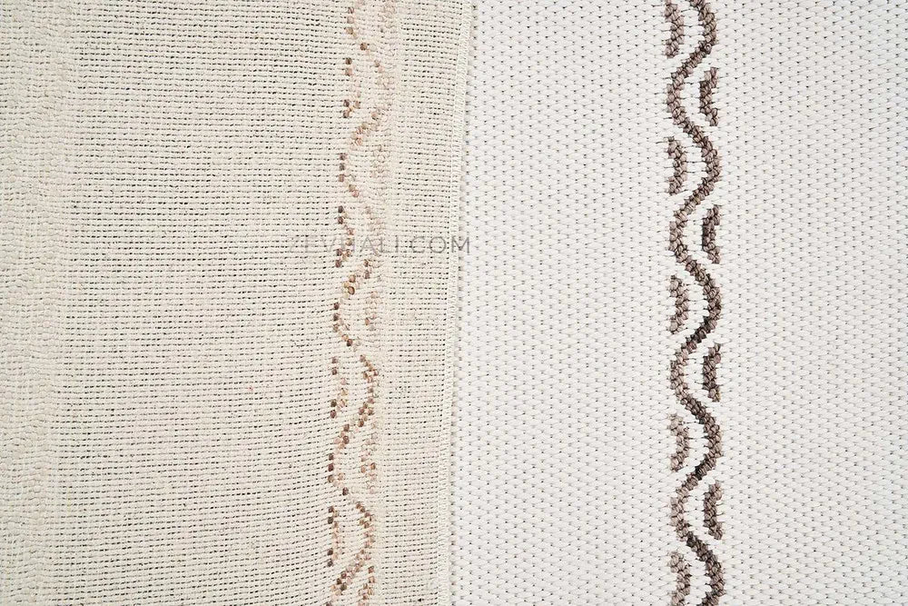 Zev Halı Vincents Colors Beyaz Dalgalı Çizgili Püsküllü İnce Kilim VC05 160x200
