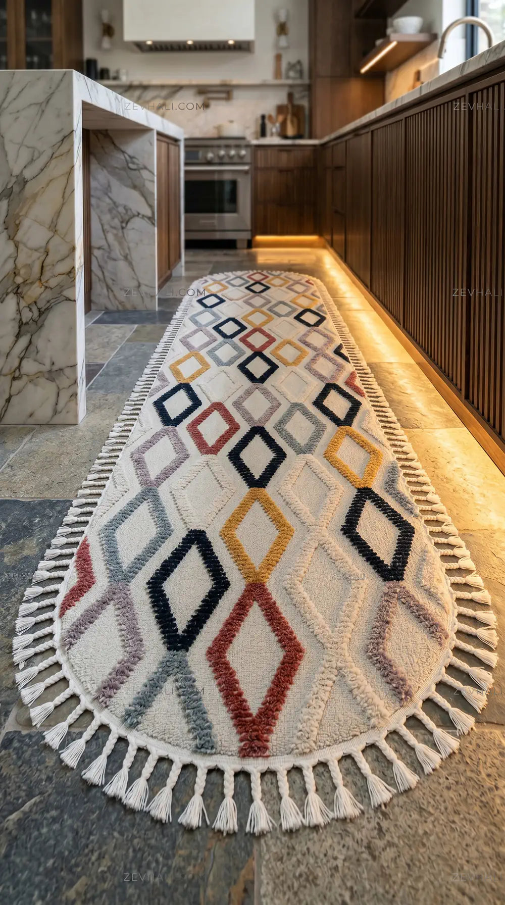 Zev Halı Colorium İskandinav Prizmatik Geometrik Oval Özel Ölçü Kalın Halı CL21