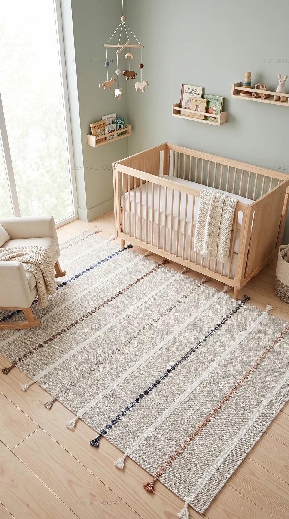 Zev Halı Vincents Colors Gri Çizgili Püsküllü İnce Kilim VC04 160x200