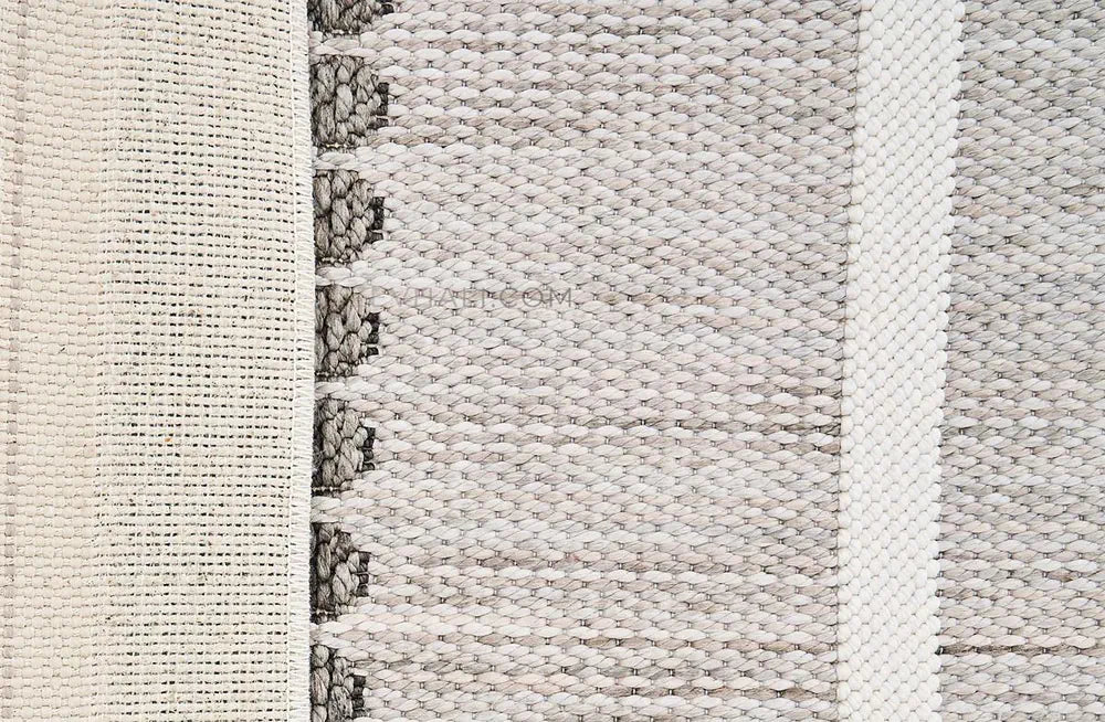 Zev Halı Vincents Colors Gri Çizgili Püsküllü İnce Kilim VC04 160x200