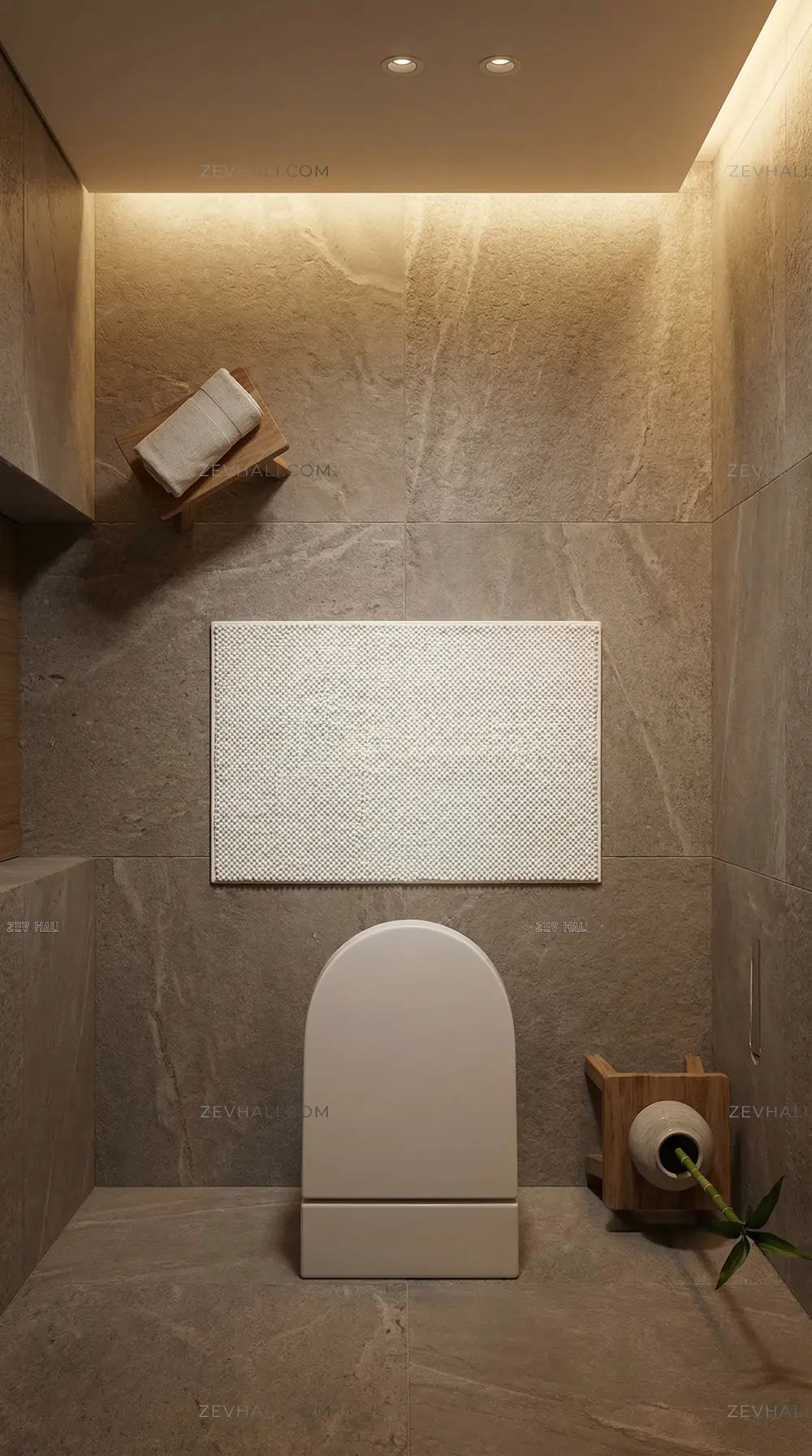 Zev Halı Kuak Krem Yıkanabilir Kaymaz Peluş KU01 Özel Ölçü | Banyo Halısı | Zev Halı