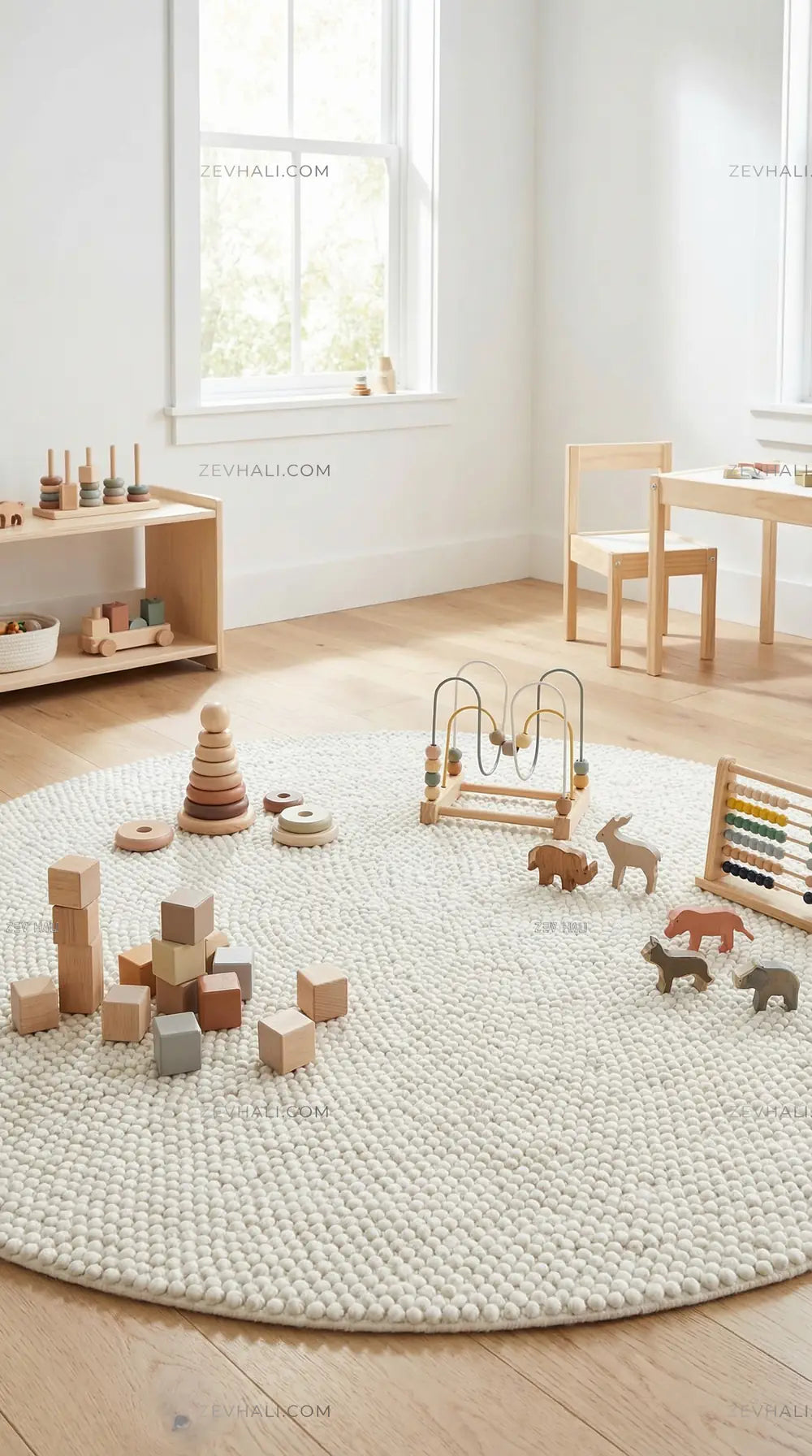 Zev Halı Kuak Krem Yıkanabilir Kaymaz Peluş KU01 Özel Ölçü | Banyo Halısı | Zev Halı