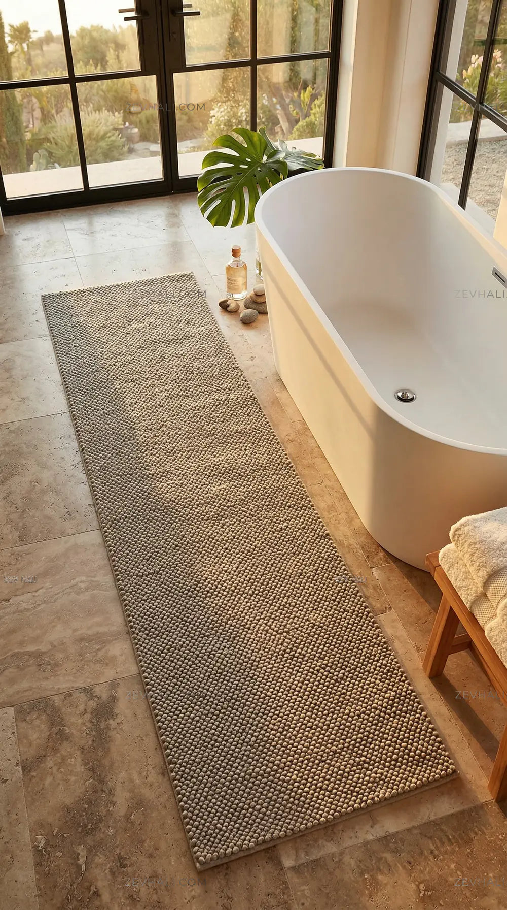 Zev Halı Kuak Vizon Yıkanabilir Kaymaz Peluş Halı KU02 Özel Ölçü | Banyo Halısı | Zev Halı