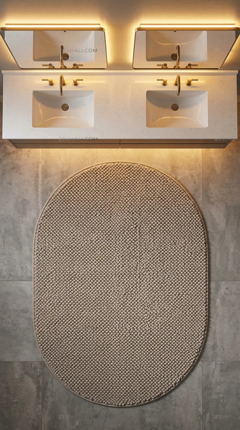 Zev Halı Kuak Vizon Yıkanabilir Kaymaz Peluş Halı KU02 Özel Ölçü | Banyo Halısı | Zev Halı