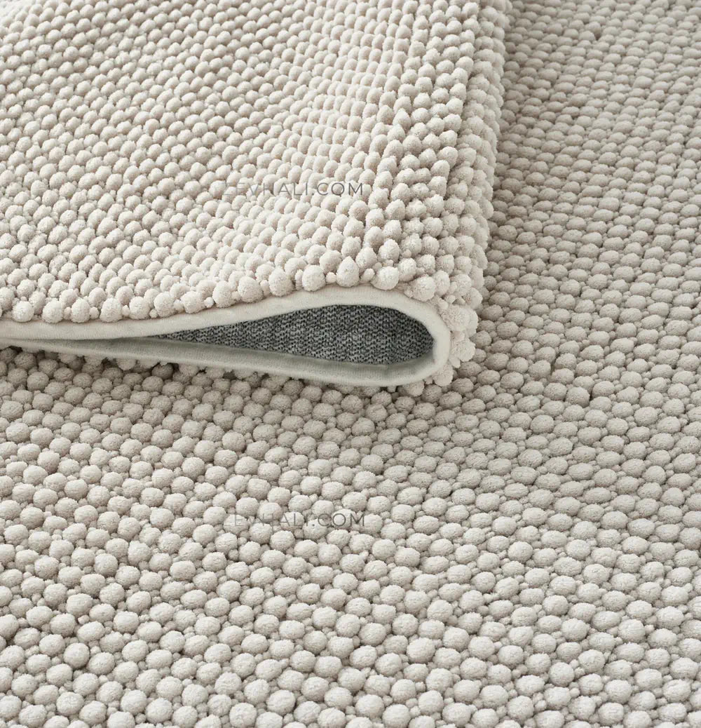 Zev Halı Kuak Taş Yıkanabilir Kaymaz Peluş Halı KU03 Özel Ölçü | Banyo Halısı | Zev Halı